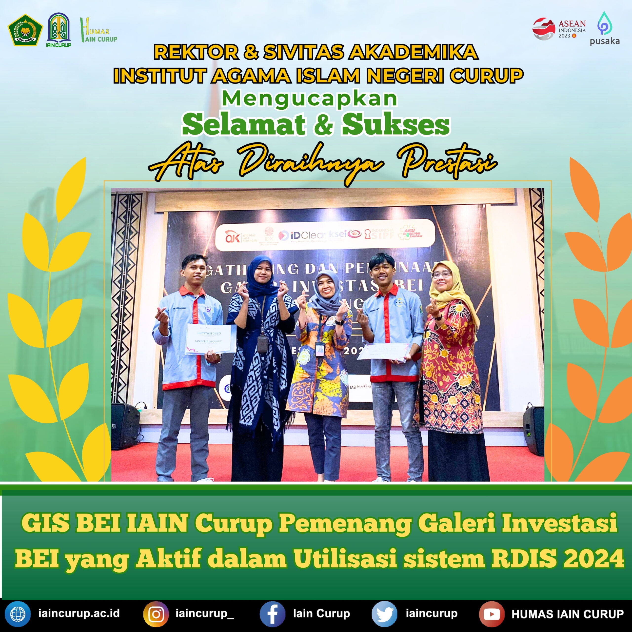 GIS BEI IAIN CURUP RAIH DUA PRESTASI GI BEI TAHUN 2024