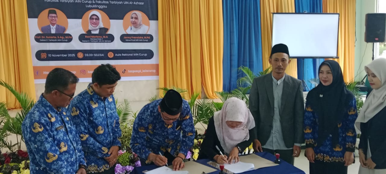 Workshop MPI 2025: Membangun Kepemimpinan Islam yang Berkarakter dan Berintegritas Sekaligus Penandatanganan MoU antara Fakultas Tarbiyah IAIN Curup dan Fakultas UIN Al-Azhar Lubuk Linggau