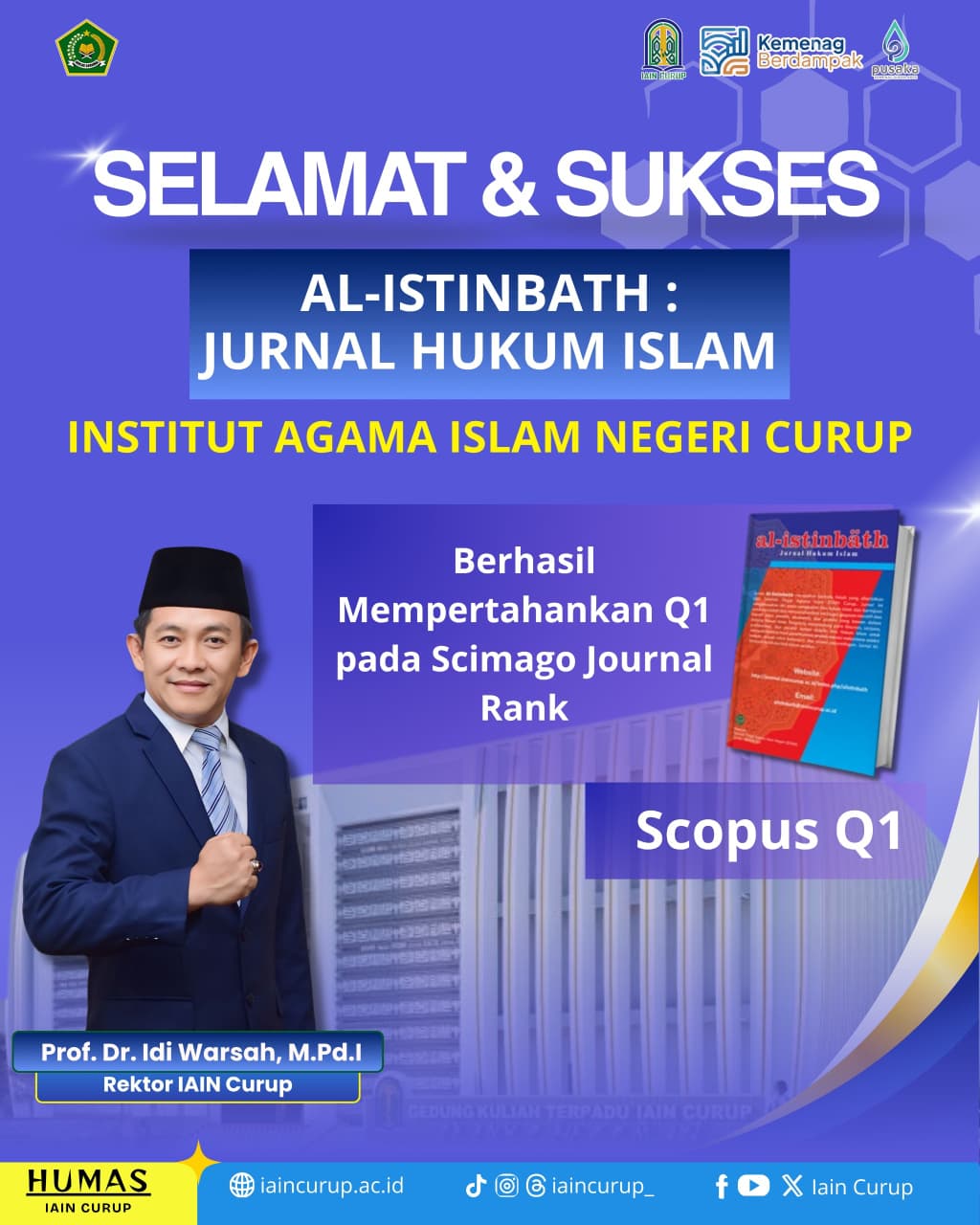 Reputasi Internasional Menguat, Jurnal Al - Istinbath IAIN Curup Berhasil Pertahankan Peringkat Q1 Scimago