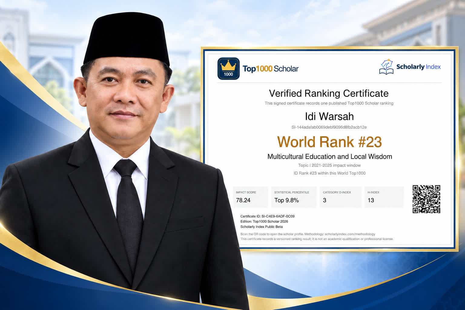 Rektor IAIN Curup Raih Peringkat ke- 23 Dunia dalam Kajian Pendidikan Multikultural 