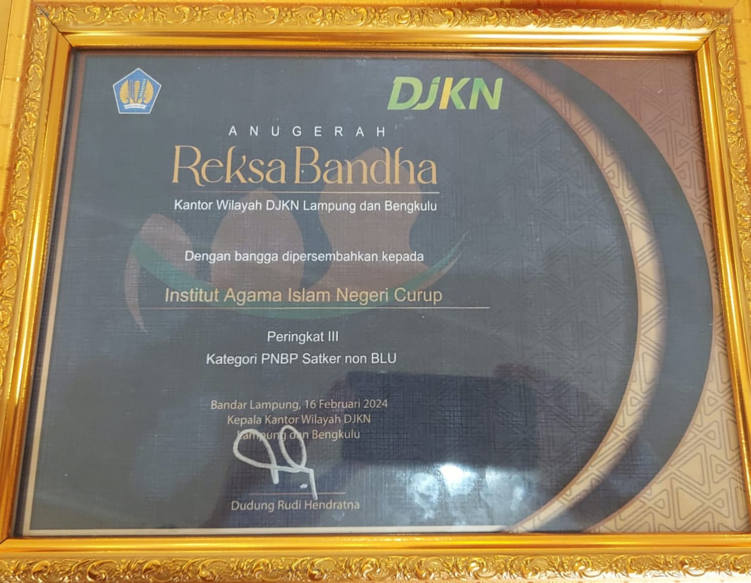 Anugerah Reksa Bandha, IAIN Curup Raih Peringkat III Kategori Penerima PNBP Satker Non BLU