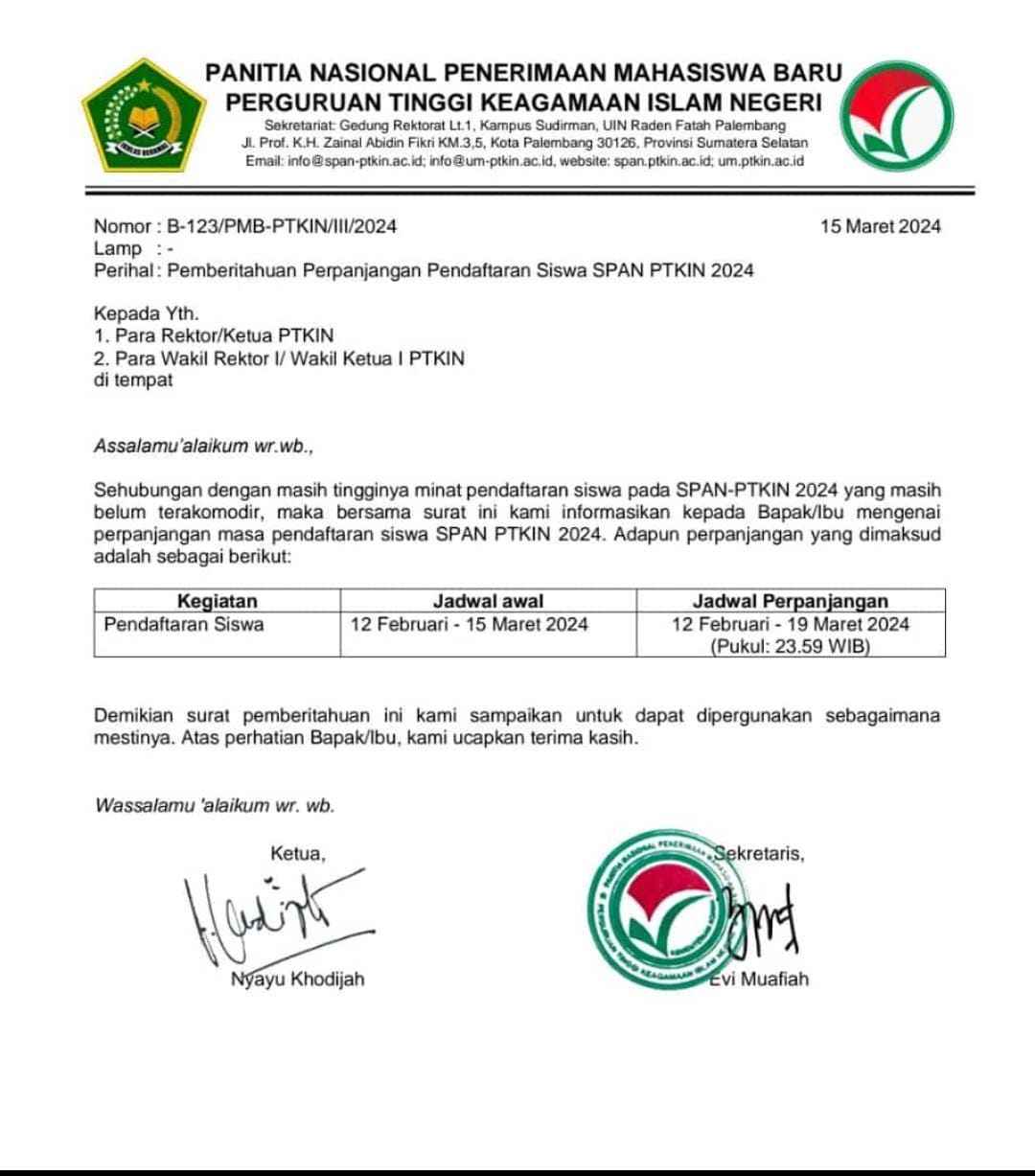 Kabar Gembira! Pendaftaran SPAN-PTKIN 2024 diperpanjang, AYO KULIAH di IAIN Curup!!!