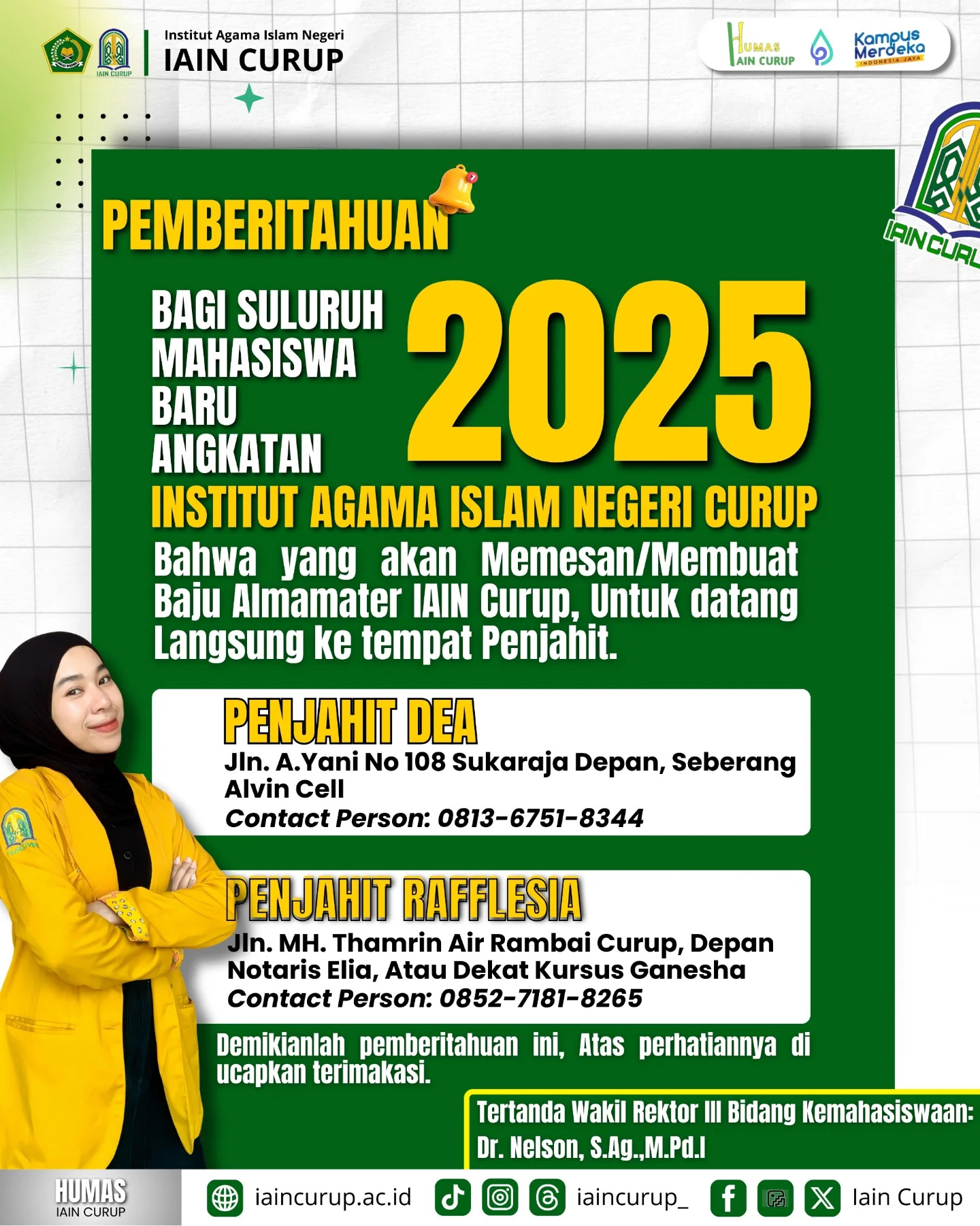PEMBERITAHUAN BAGI SELURUH MAHASISWA BARU ANGKATAN 2025 IAIN CURUP