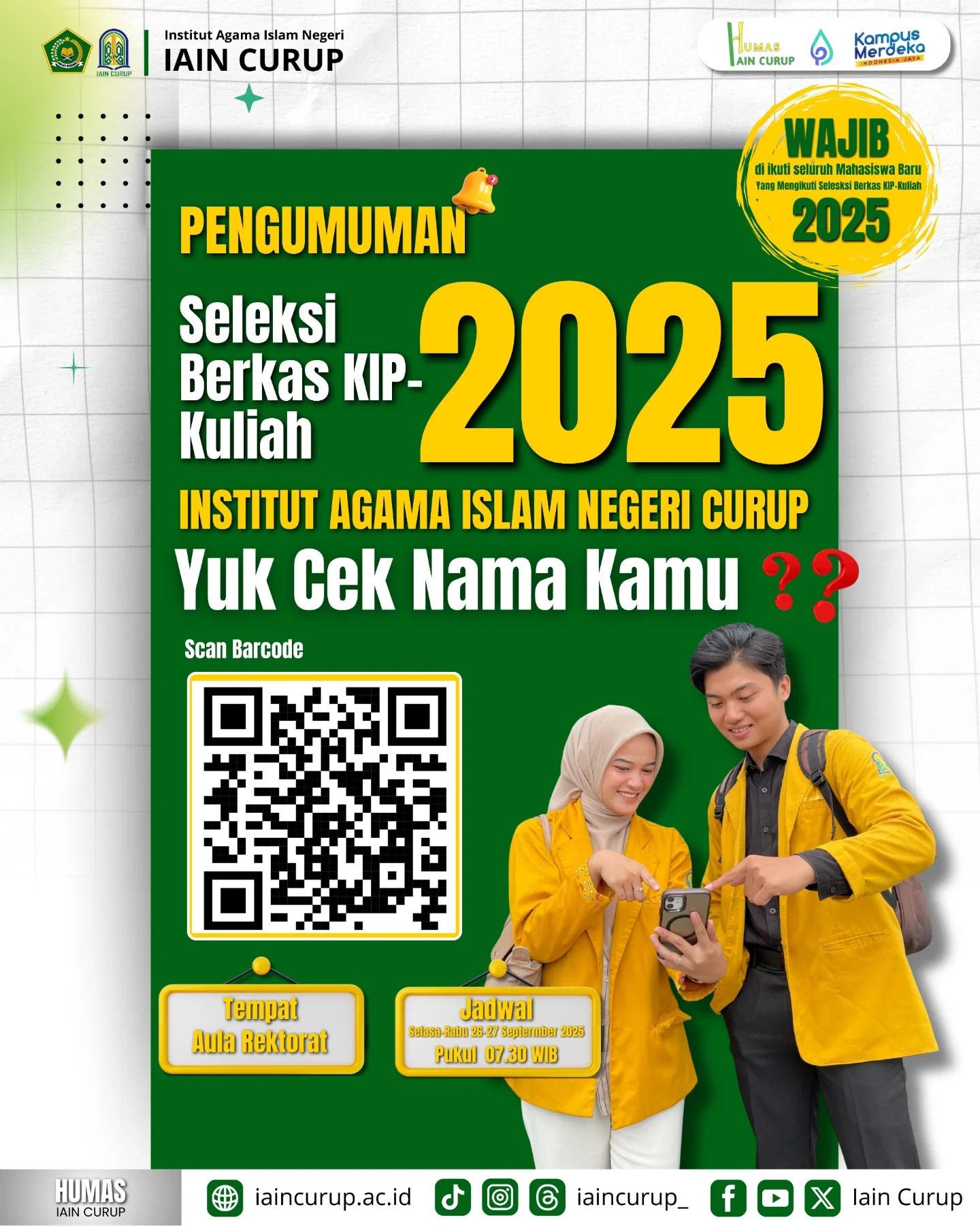 Seleksi Berkas KIP-Kuliah 2025 IAIN CURUP